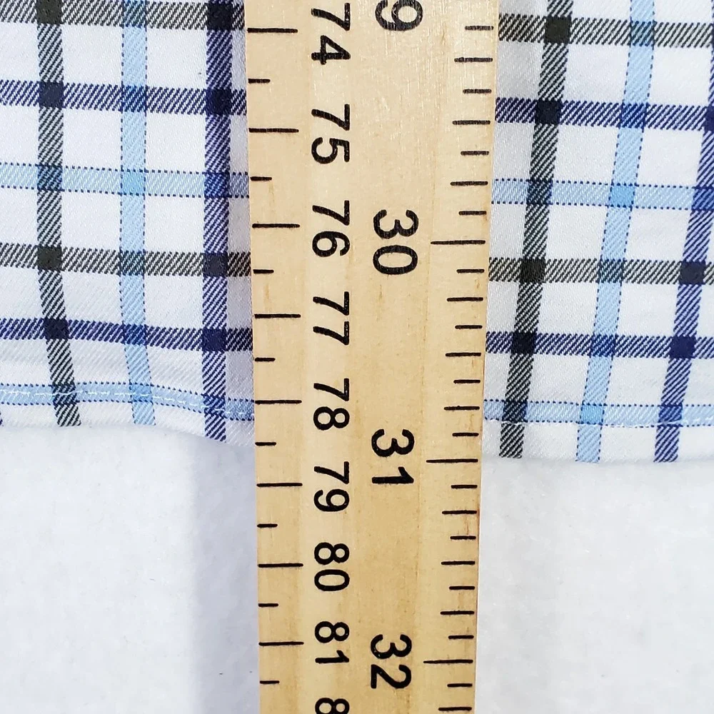 Peter Millar Yamaha Golf Button Down Shirt Mens Medium Blue‎ Plaid Stretch